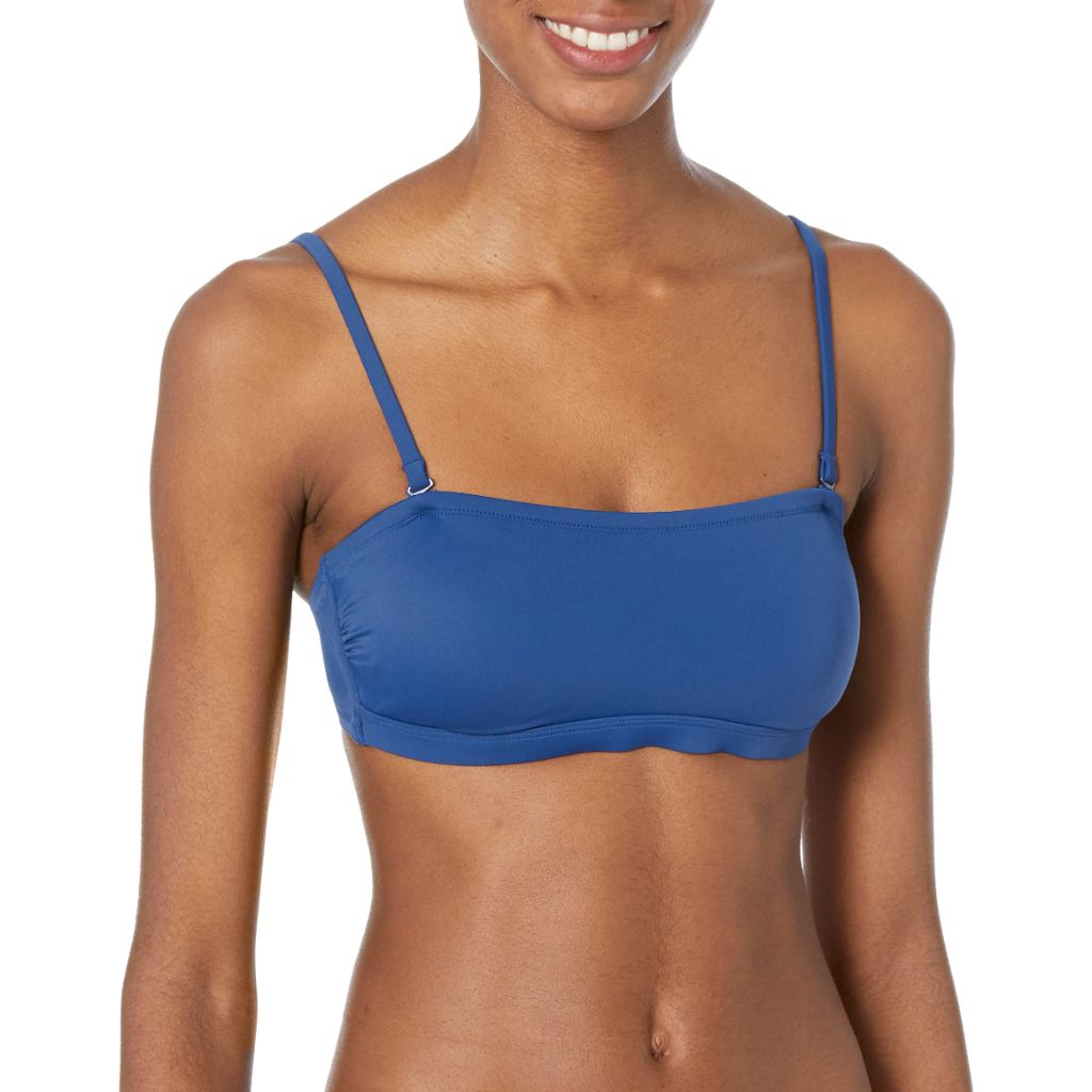 Amazon Essentials Women's Bandeau Swim Top, Deep Blue, Small