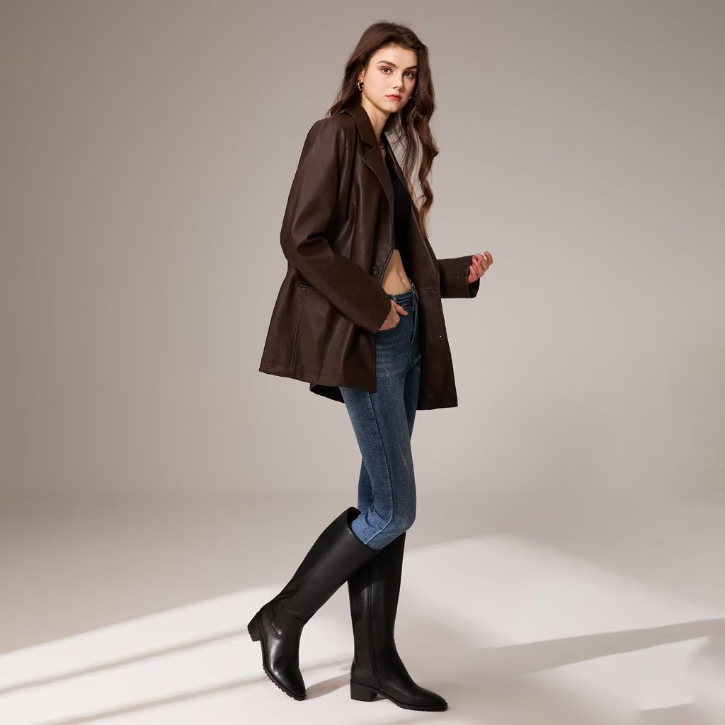 ISNOM Black Knee-High Boots - size 9