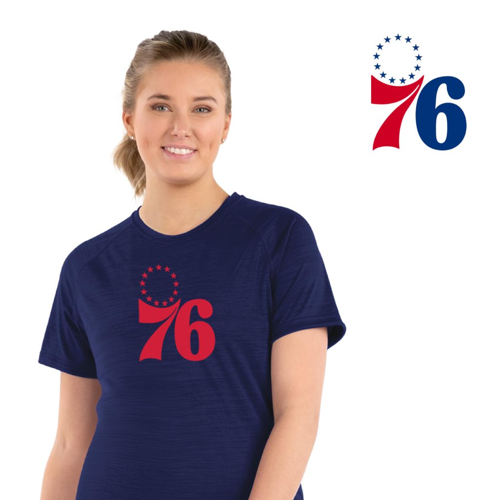 Holloway NBA Philadelphia 76ers Women's All-Pro Tee - Athletic, Lightweight and Breathable Shirt for Outdoor Activities Multi