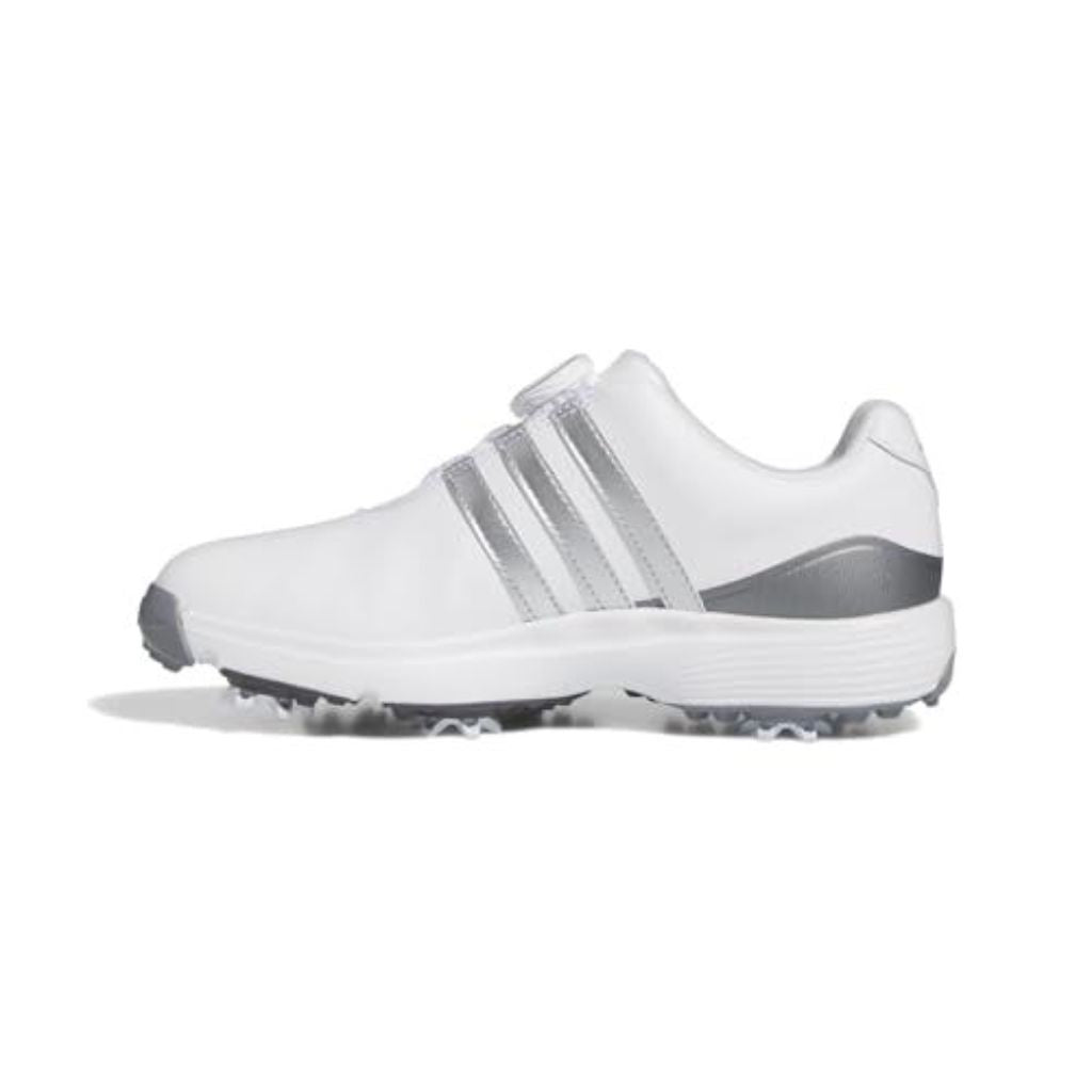 adidas Kid's JR Tour360 BOA 24 Golf Shoes, White/Silver/Iron, Size 1.5 Y