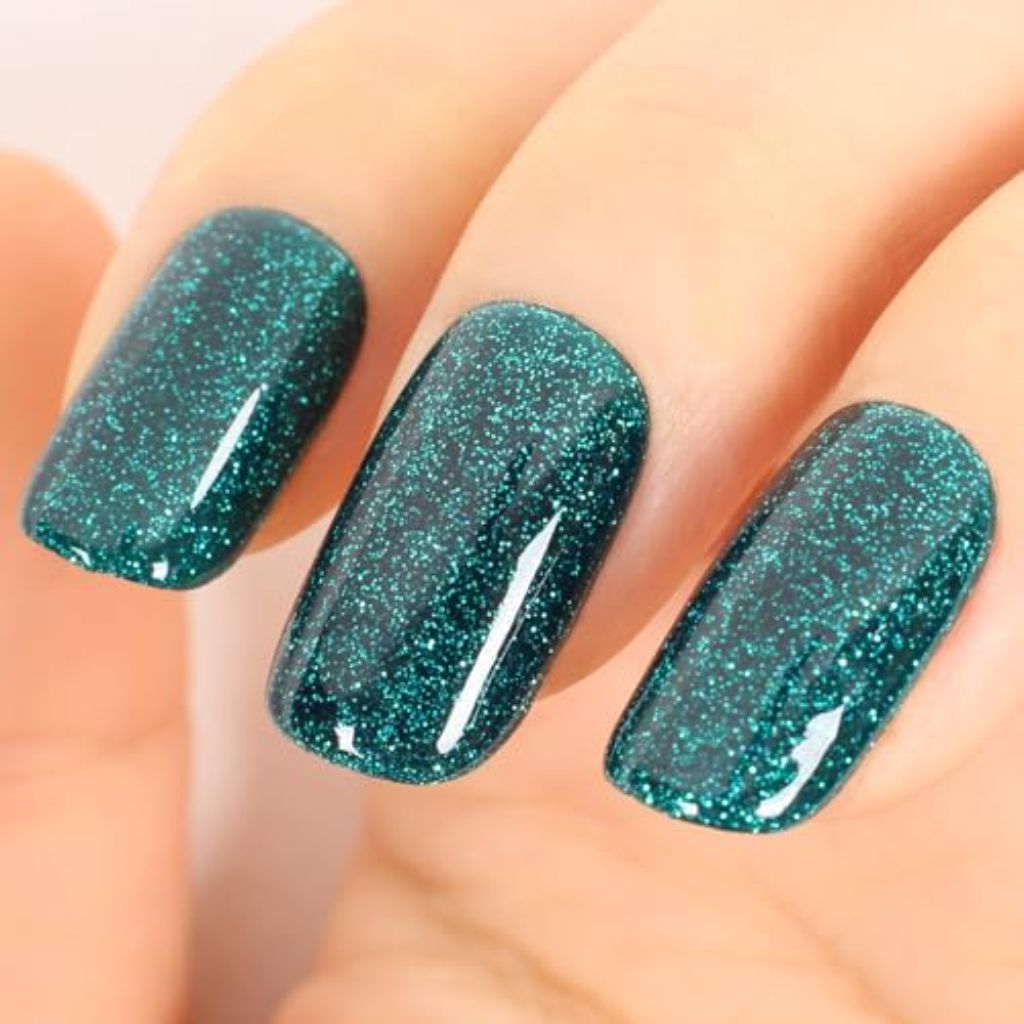 Glitter Gel Polish, Sparkly Shimmer Green Gel Nail Polish, 15ml - GP0063