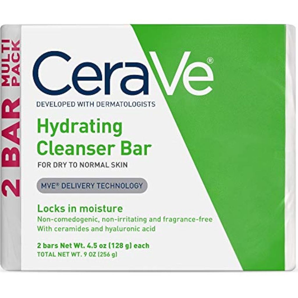 CeraVe Hydrating Cleanser Bar, Fragrance-Free, 2Pk, 4.5 Ounce Each
