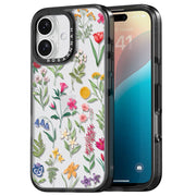 Rosarnnah Compatible for iPhone 16 Case Cute - Durable Shockproof 6.6 ft Drop - Black Nature Flower Design