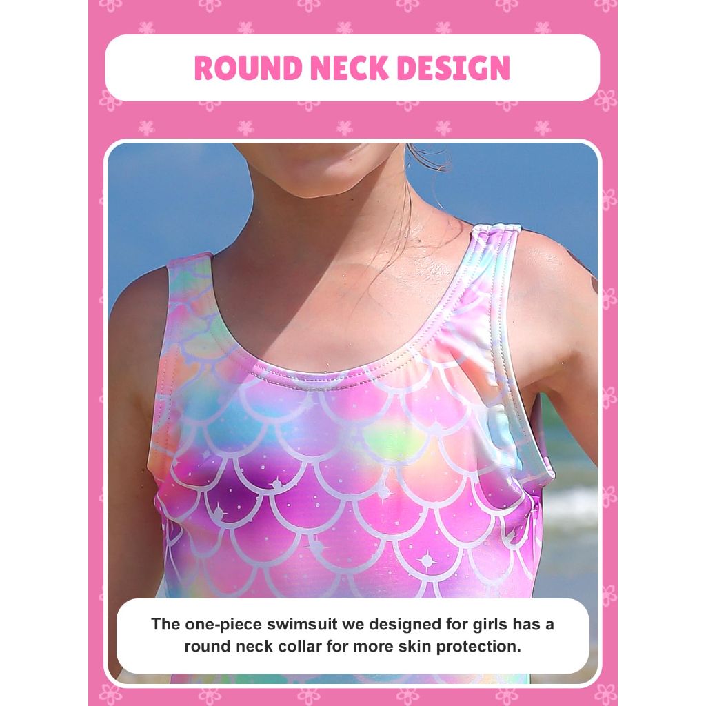 SZ 5Y, Angel season Girls One Piece Swimsuits Bathing Suit for Toddler | 3D Rainbow Mermaid Unicorn