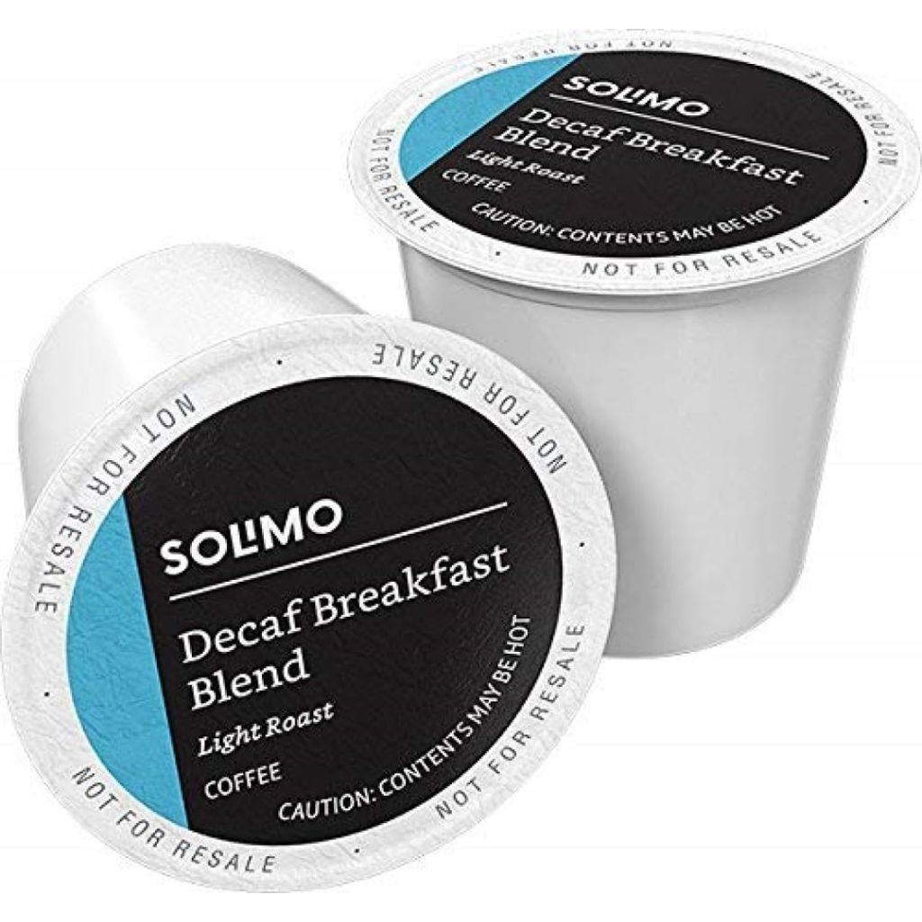 Solimo Decaf Light Roast Coffee Pods, Breakfast Blend, 100 Count