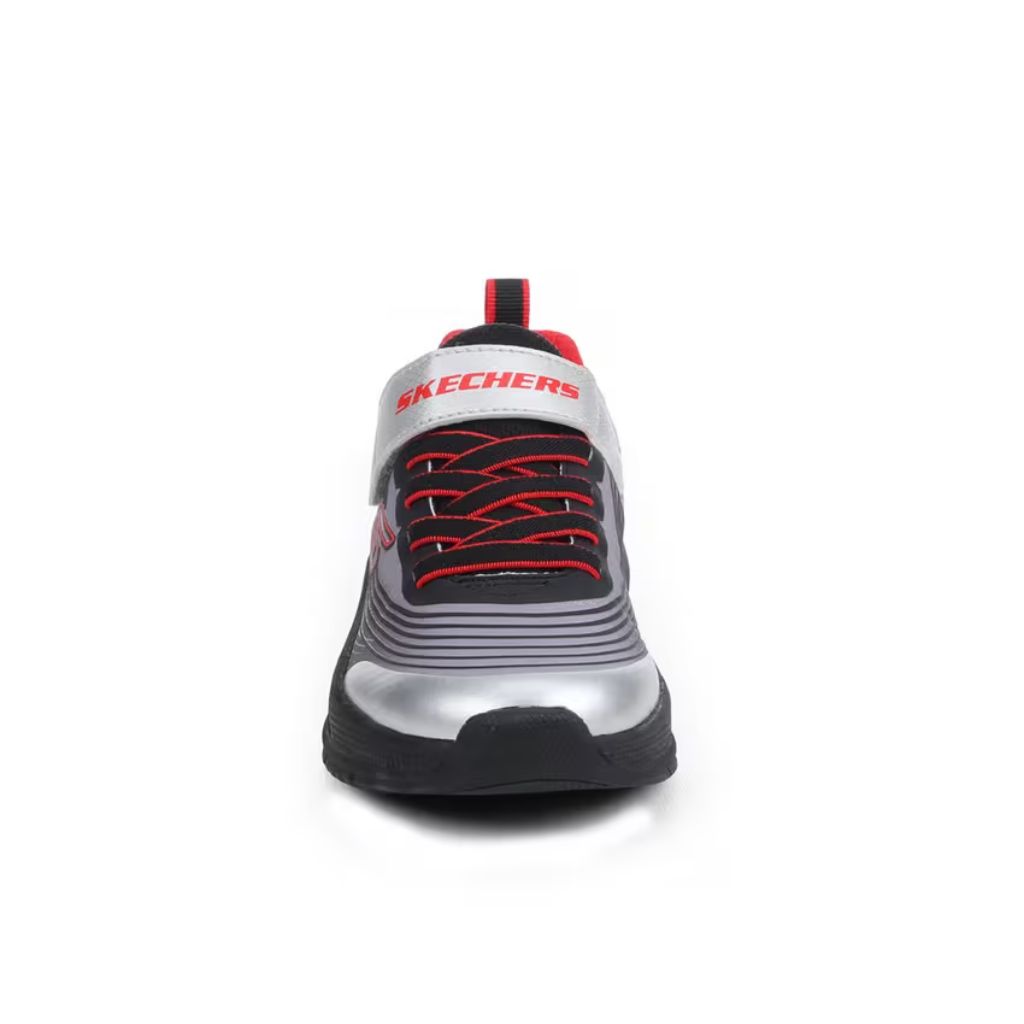 SZ 3.5, Skechers Kids Boys Microspec Advance - Revconix Sneaker, Black/Silver