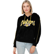 FOCO Women's Officially Licensed NBA Team Logo Fashion Velour Hooded Sweatshirt - LA Lakers, Size Large