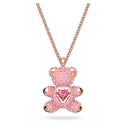 Swarovski Teddy Bear Pendant Necklace, Pink Crystals, Rose Gold, 5642976