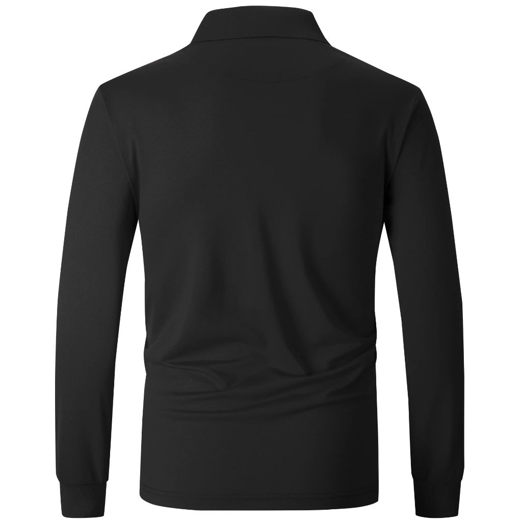 SWISSWELL Men's Long Sleeve Polo Shirts Moisture Wicking Work Shirts Classic Golf Polo Black XL