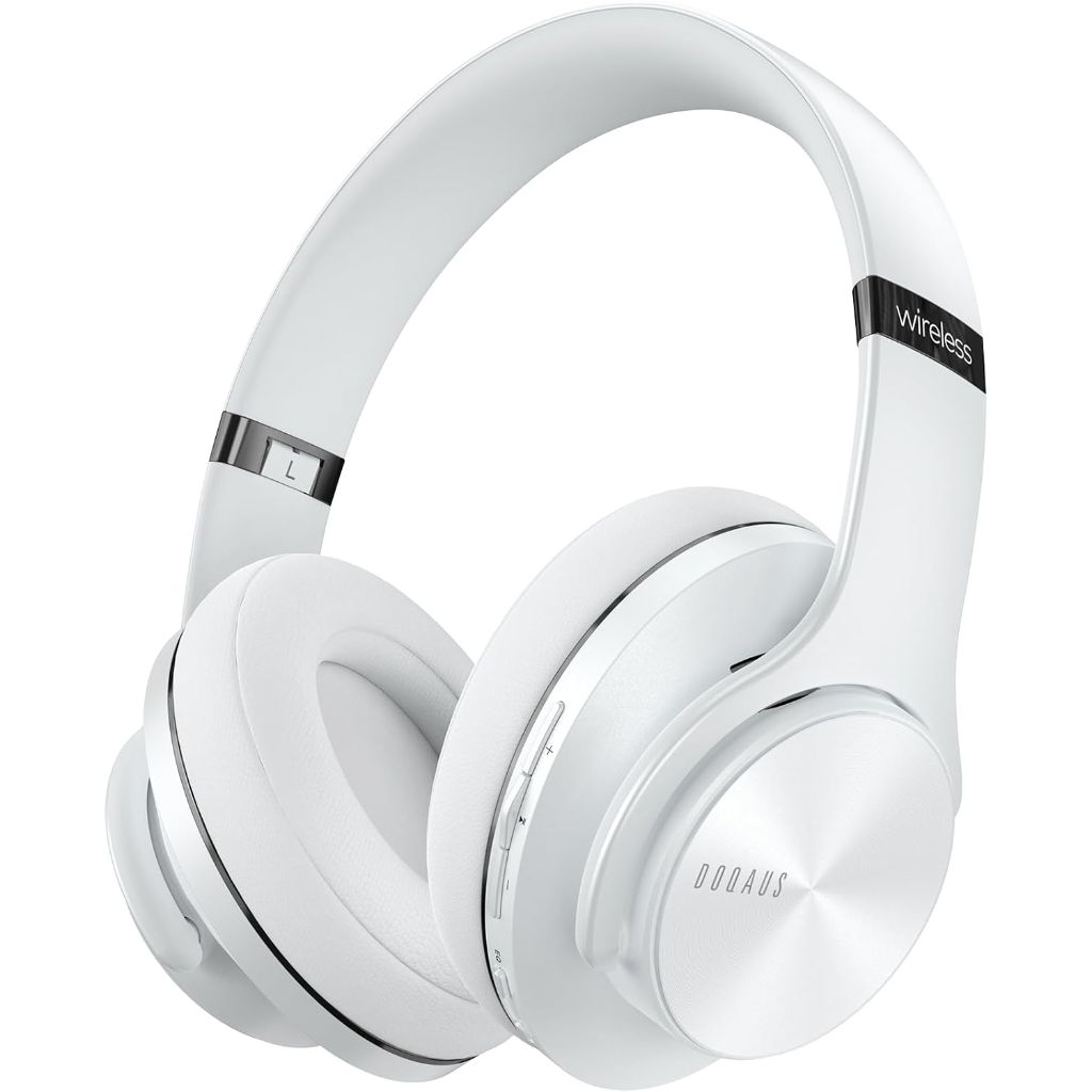 DOQAUS Life 3 Over Ear Wireless Bluetooth Headphones, 90H Playtime, 3 EQ Modes, HiFi Audio, ENC Mic - White