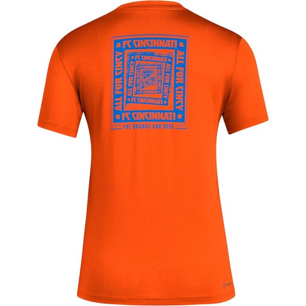 Adidas Womens FC Cincinnati Pre-Game Short Sleeve Soccer T-Shirt,Collegiate Orange/Fc Cincinnati,XX-Large