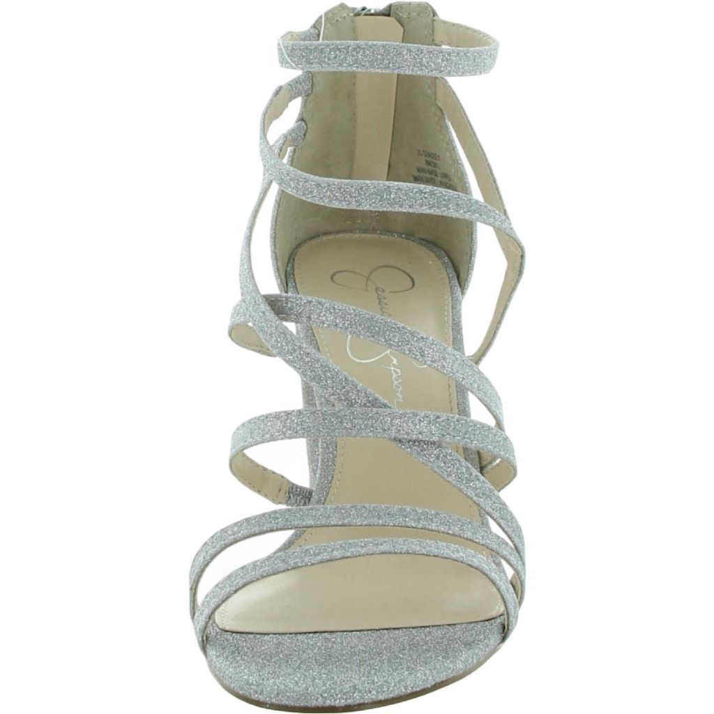 Jessica Simpson Womens Stassey Heel Sandal Pump, Silver - size 8.5M
