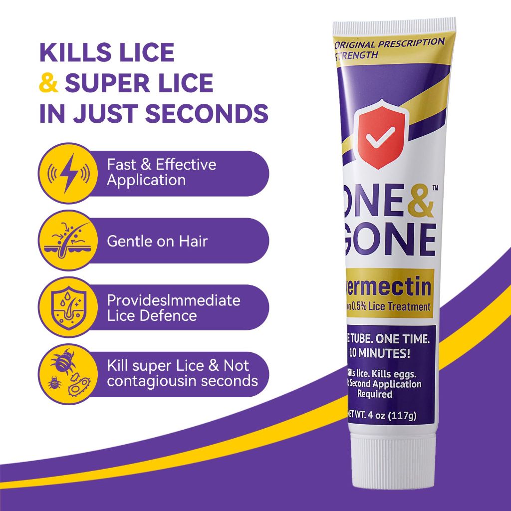 One & Gone Ivermectin Lotion 0.5% (4 oz) – Fast-Acting 10-Minute Head Lice Treatment