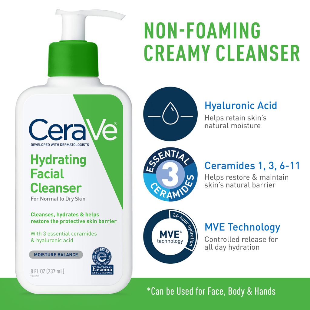 CeraVe Hydrating Skin Care Set, 8oz Moisturizing Cream & 8oz Hydrating Facial Cleanse