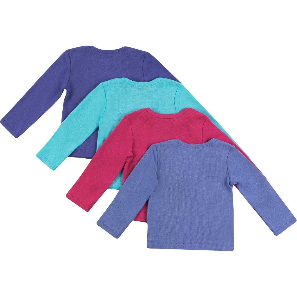 Hanes Baby Long Sleeve T-shirt, Ultimate Flexy Knit Tee for Boys & Girls, 4-Pack, Size 0-6 Months