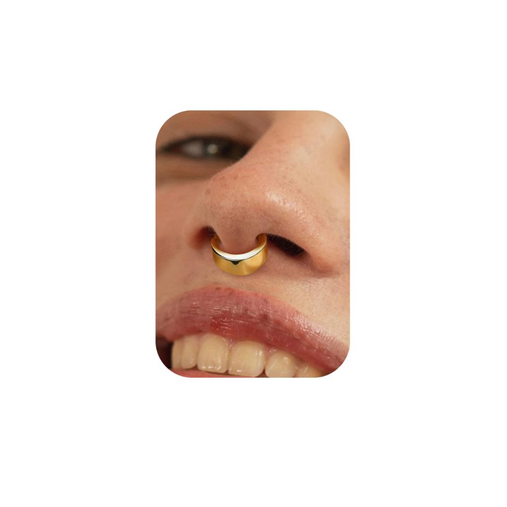 BodyBonita Gold Plated Septum Rings 16G - 316L Stainless Steel Nose Rings Hoops for Men Women Septum Piercing Jewelry 10 mm Slender