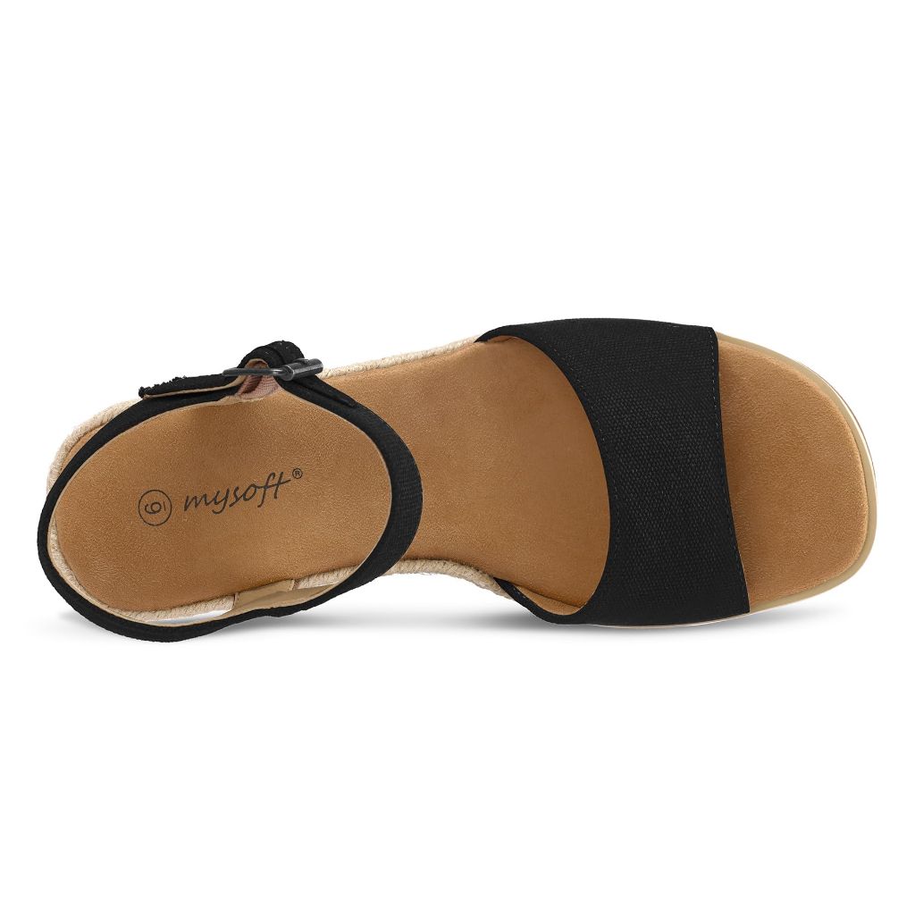Mysoft Womens Espadrille Wedge Sandals EVA Sole Platform Sandal Open Toe Ankle Strap Buckle Shoes