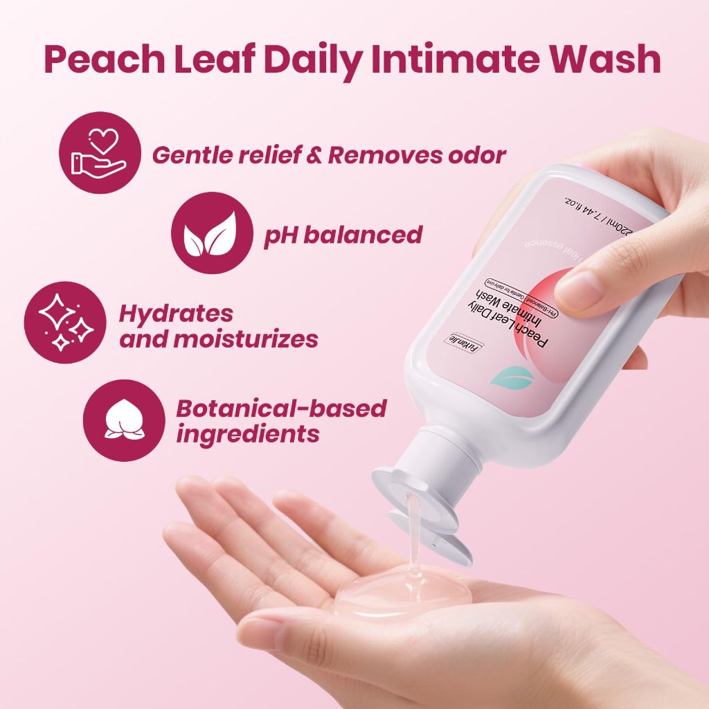 FuYanJie Peach Leaf Feminine Wash - pH-Balanced Intimate Hygiene Cleanser 7.44 oz