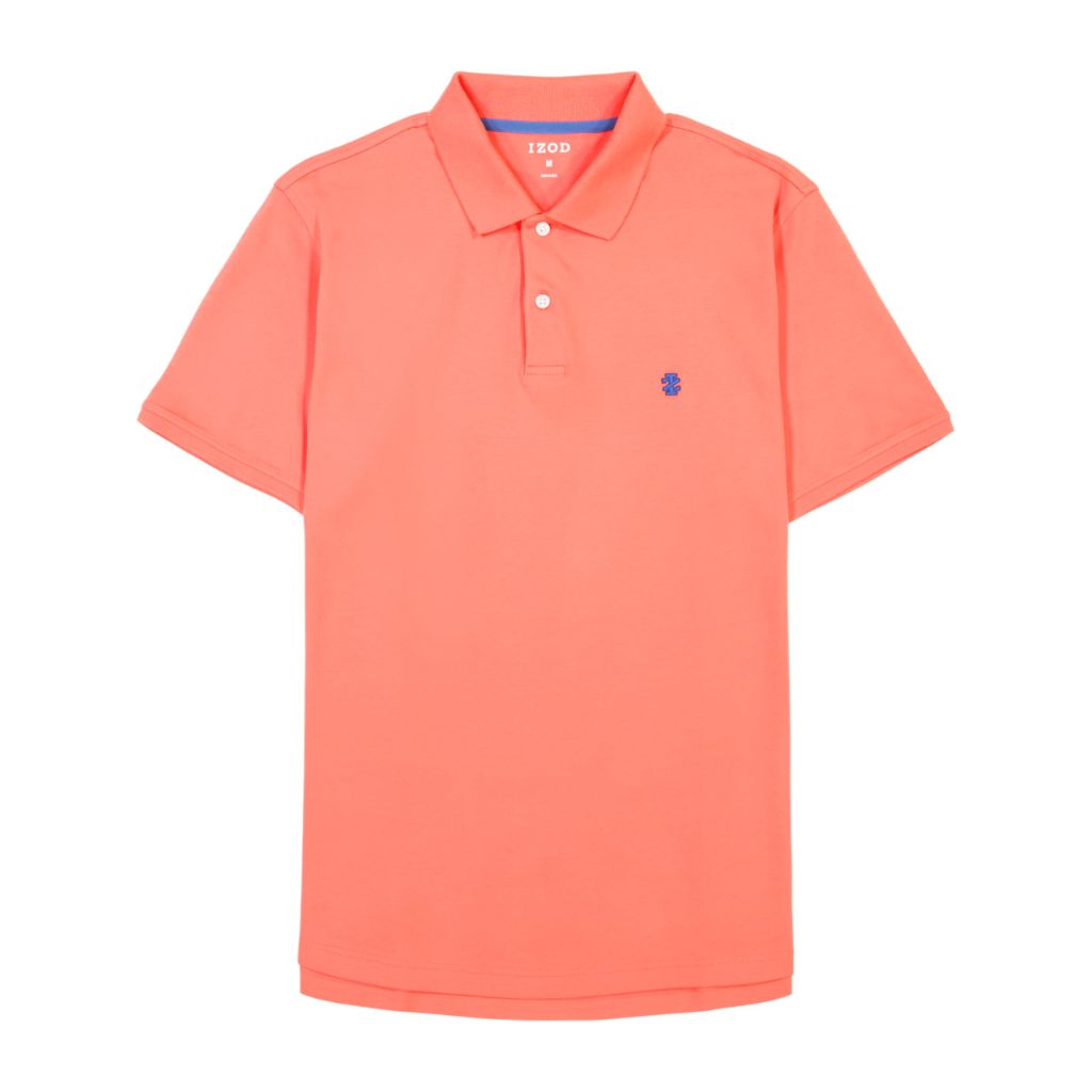 SZ S, Izod Men's Short Sleeve Interlock Polo Shirt, Porcelain Rose