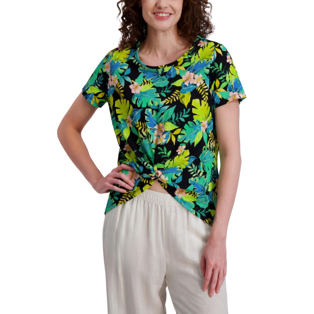 Stella Parker Women's Blouse – Flowy Lightweight Top for Casual, Work, Travel, or Resort Wear, Black Green, Small