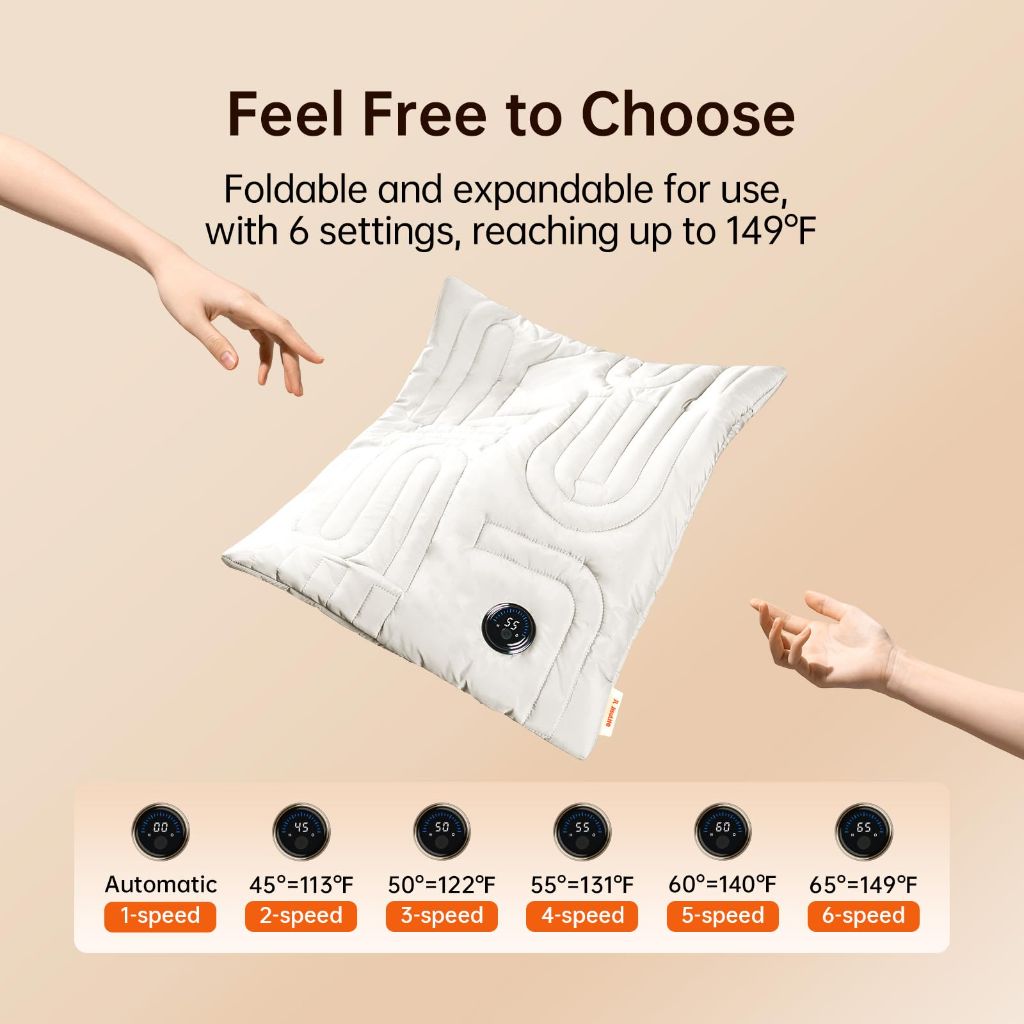 JISULIFE Hand Warmers Rechargeable, Foldable Hand Warmer Pouch with 10000mAh Power Bank, 6 Heating Levels, Heated Hand Muff - Beige