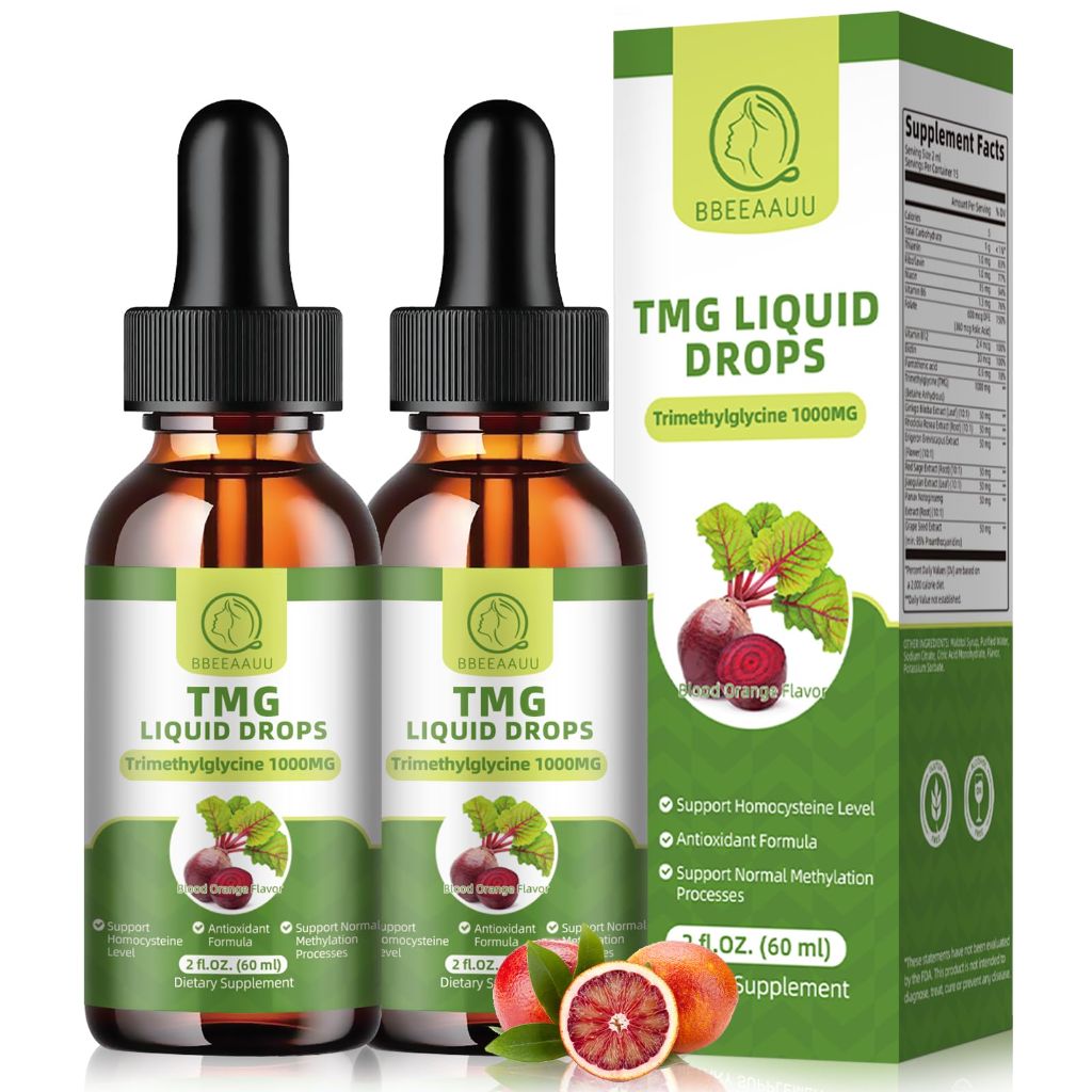 TMG Supplements 1000MG - Trimethylglycine Liquid Drops,  2 Fl.Oz (2 Pack)