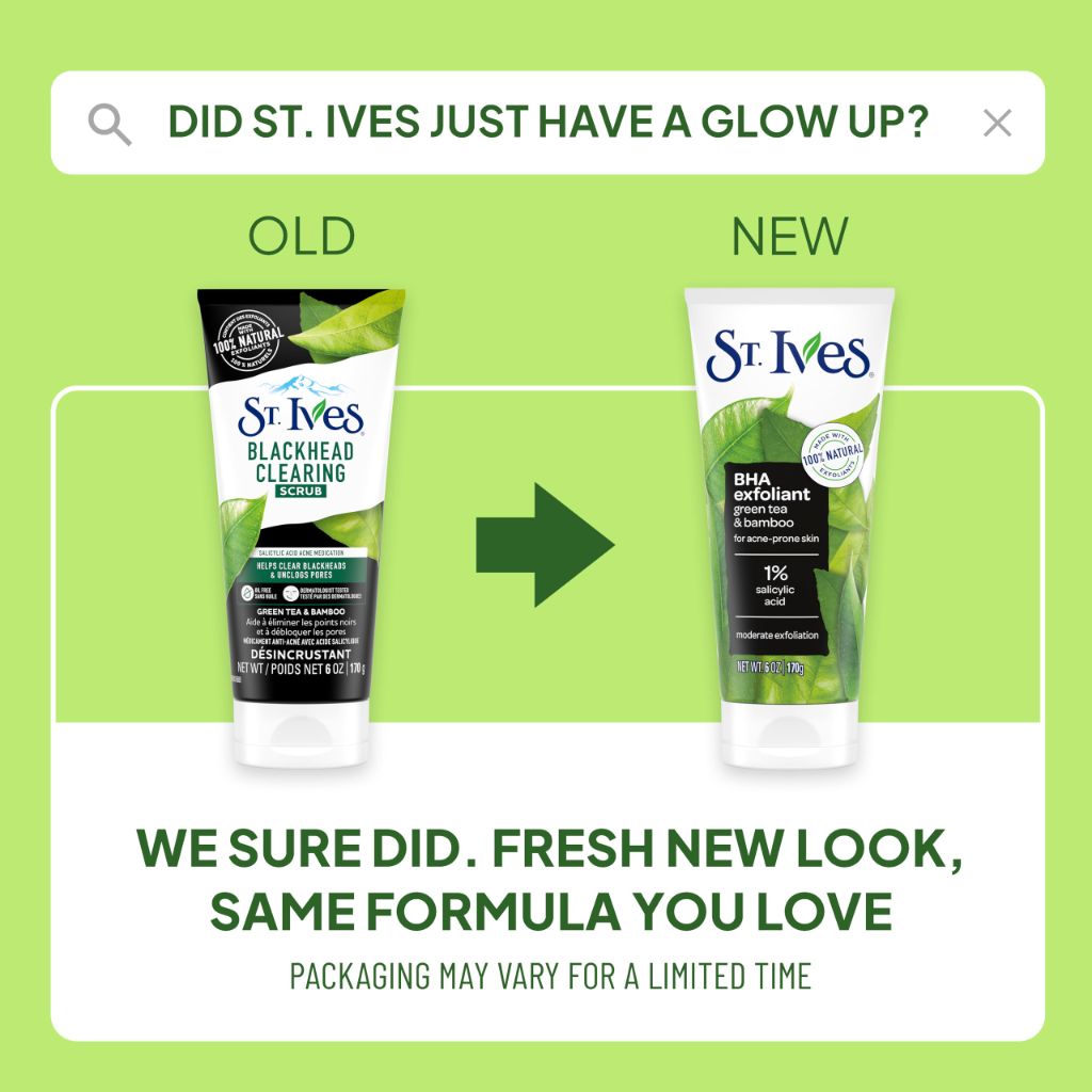 St. Ives Blackhead Clearing Face Scrub, Green Tea & Bamboo  6 oz