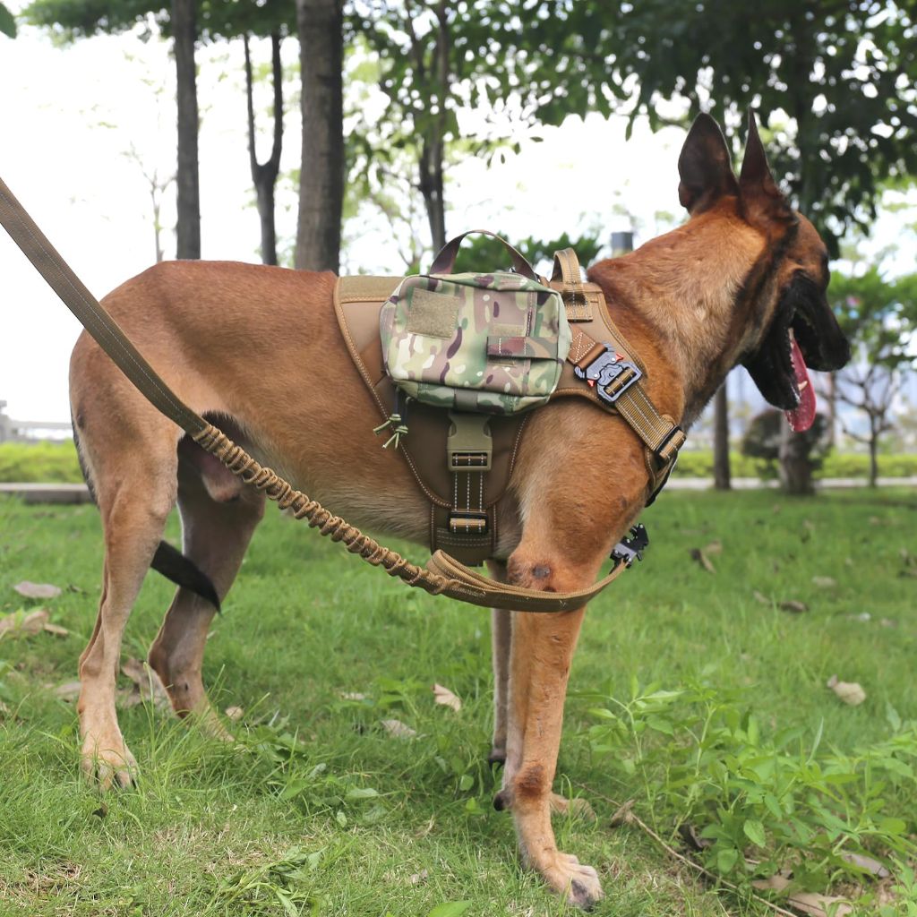 SZ L, ICEFANG Tactical Dog Harness, 2X Metal (Brown)