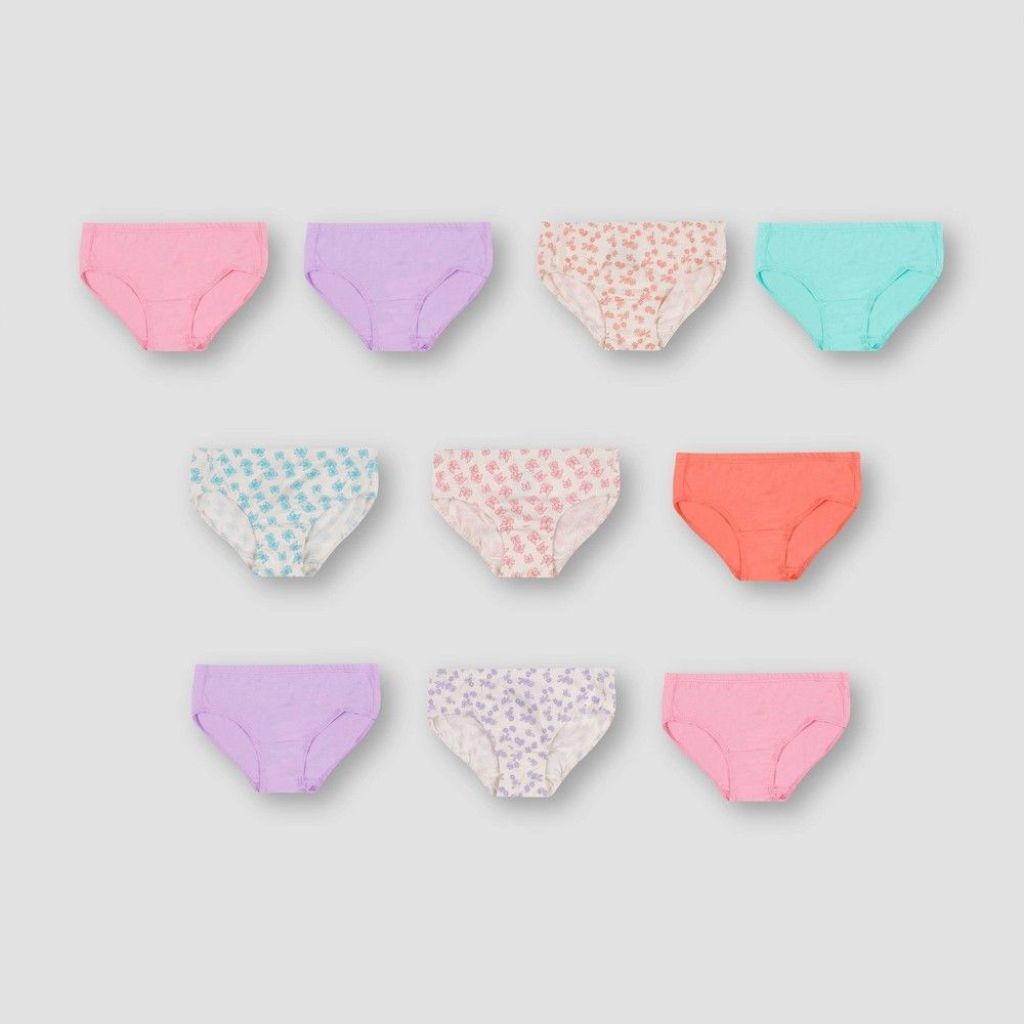 Hanes Briefs 10-Pack Toddler Girls Comfort Breathable Brief Cut Cotton Tag Free - Size 4T/5T