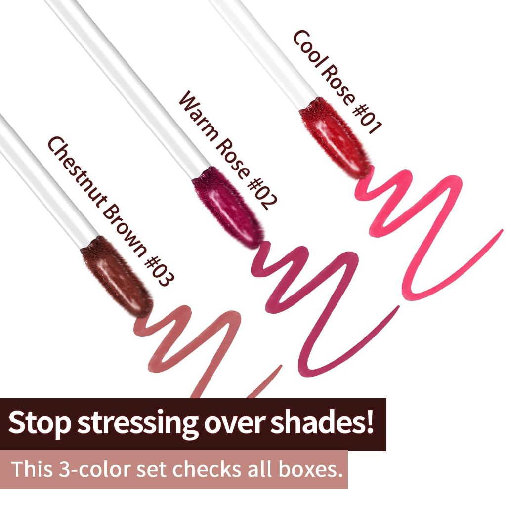 JUNECODE 3Pcs Lip Stain Peel Off Set, Highly Pigmented Color Lip Makeup(#01+02+03)