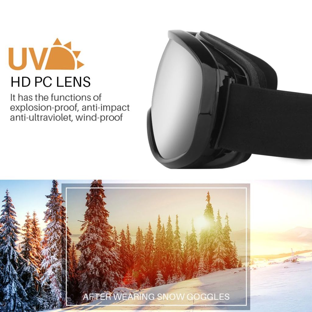 GGBuy Ski Goggles Frameless Windproof Snowboard Goggles 100% UV400 Protection