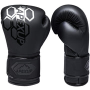 APEXUP Boxing Gloves Men Women, Pro Training Sparring, Heavy Bag Gloves for MMA Kickboxing Muay Thai (Black, 12oz)