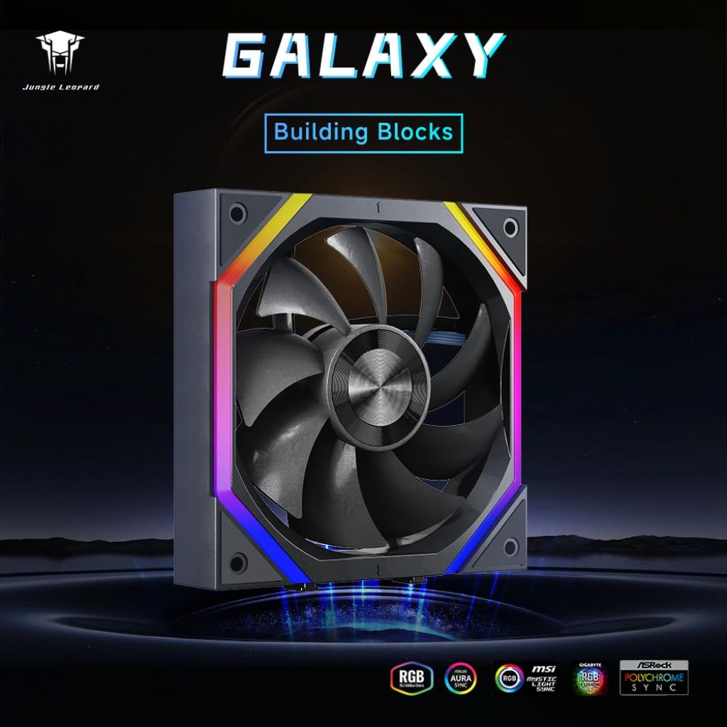ICOLER Galaxy 120mm PC Case Fan ARGB and PWM Case Fans Axle Core Double Ring CD Pattern Module Daisy-Chain 5V ARGB 120mm Triple Pack (Reverse Fan Black) [Three speeds]