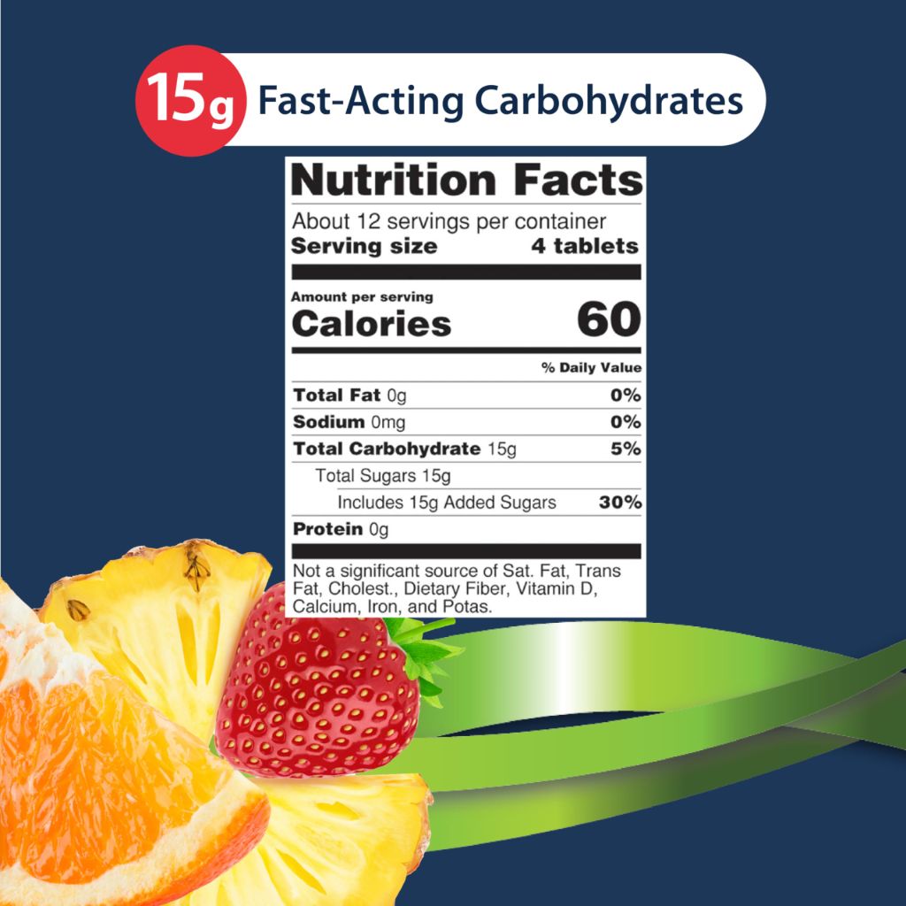 TRUEplus Glucose Tablets, Tropical Fruit Flavor, 15g |  50 Count