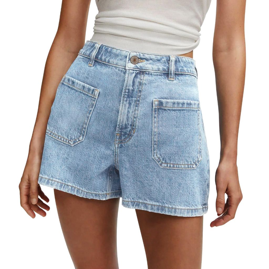 SZ L, StunShow Women's Denim Shorts High Waist