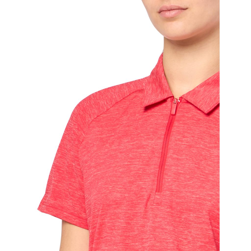 adidas Women's Ultimate365 Heather TWISTKNIT Polo Shirt - Pure Ruby/Powder Coral, Large