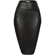 Faux Leather Skirts for Women, High Waisted Leather Bodycon Pencil Skirt, Small