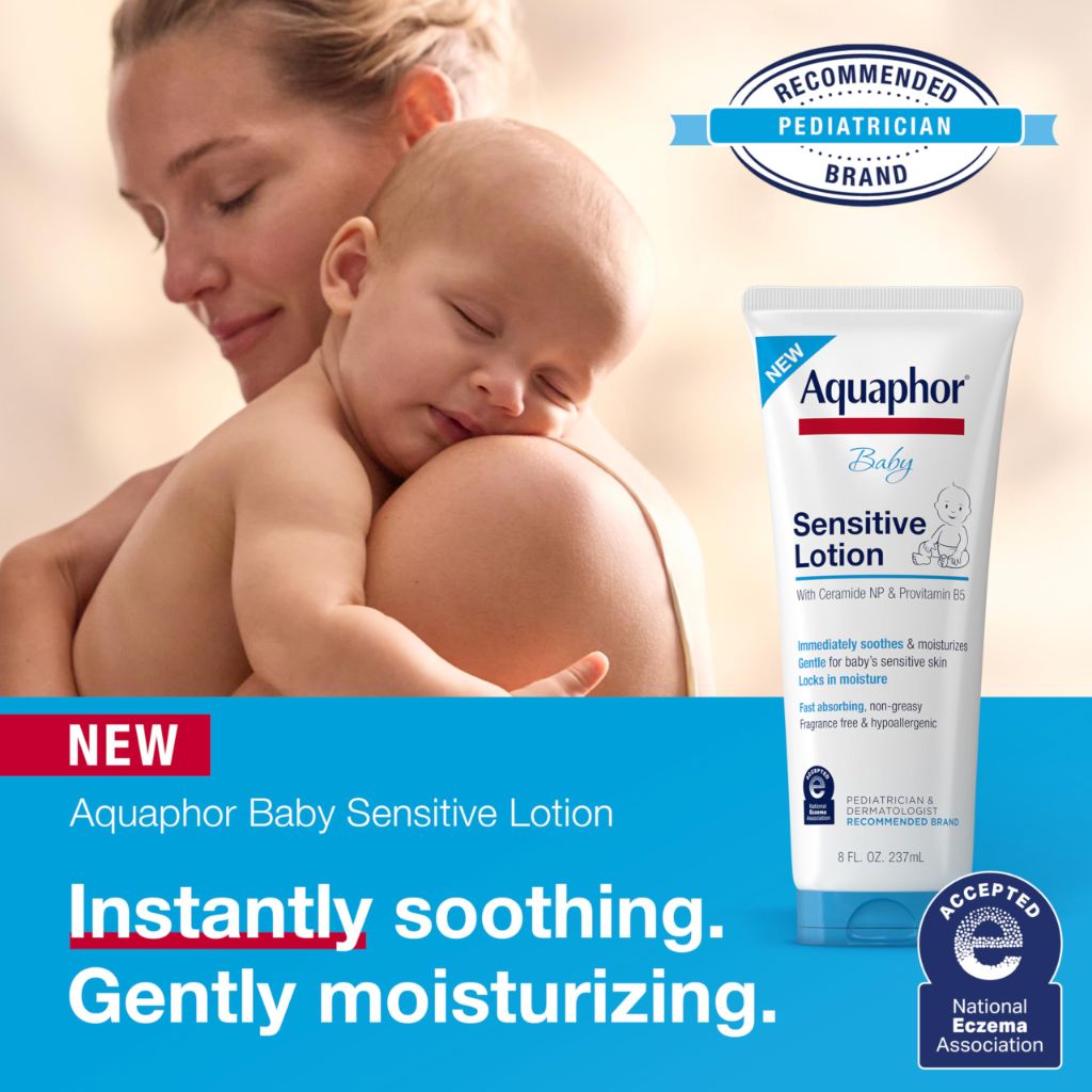 Aquaphor Baby Sensitive Lotion, Baby Lotion to Soothe and Moisturize Delicate Skin | 8 Oz