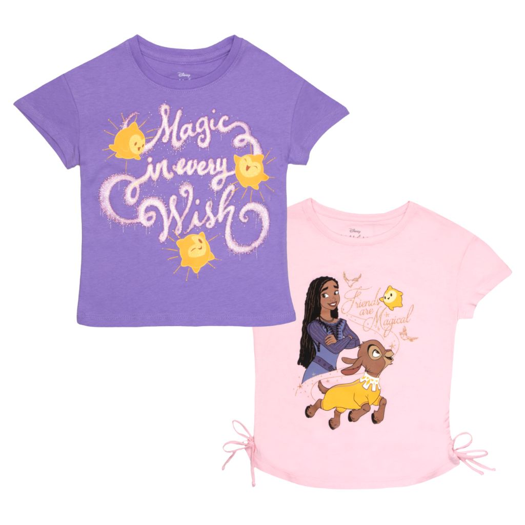 Disney Wish Friends are Magical Girls 2-Pack Short Sleeve T-Shirt Bundle Set for Kids (Size 3T, Pink/Purple)