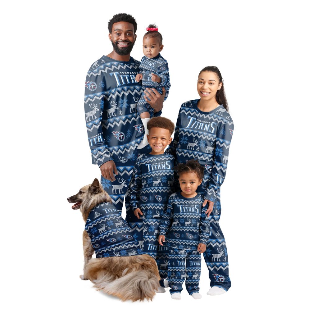 FOCO Men's Tennessee Titans Ugly Pattern Family Holiday Pajamas - 2XL