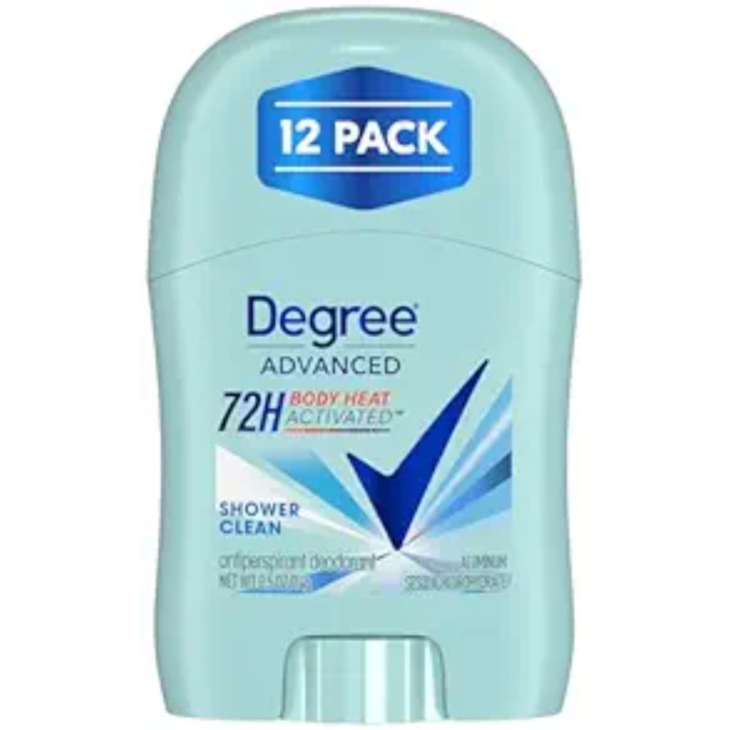 Degree Advanced Antiperspirant Deodorant, Shower Clean 12-Pack – Travel Deodorant for Women, 72H Protection, 0.5 Oz Ea