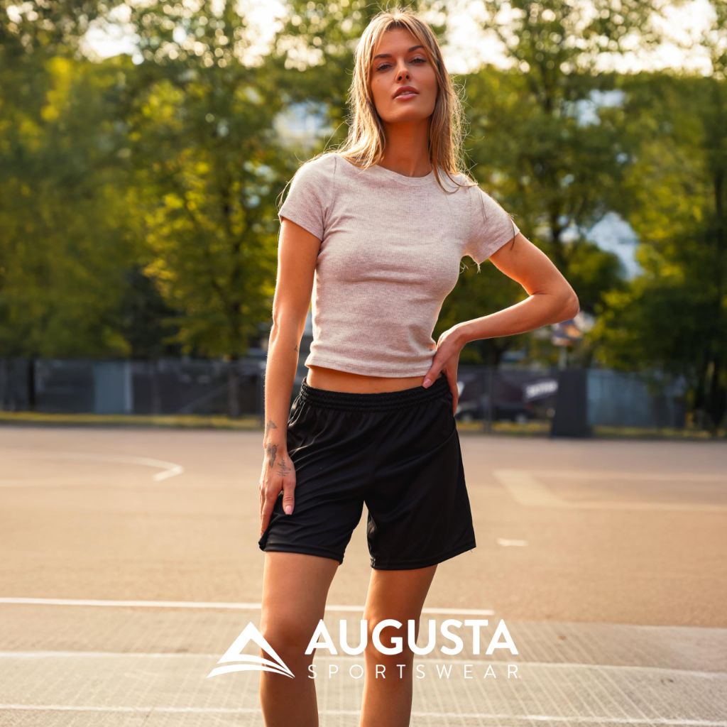 Augusta Sportswear Ladies' Octane Workout Shorts - 7 Inch Inseam Gym Athletic Attire for Women, Black, Small
