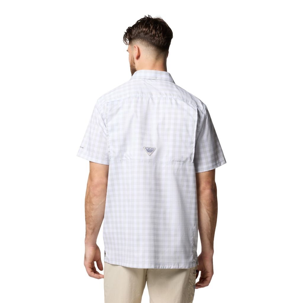 Columbia Mens PFG Super Slack Tide Camp Shirt, Cool Grey Palaka Grid, 6X