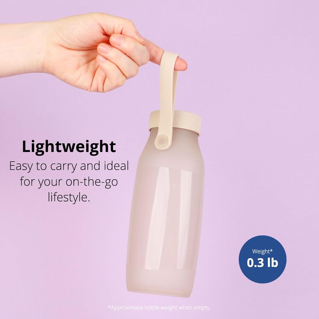 BLUE GINKGO Collapsible Water Bottle – (16.9oz, Made in Korea, Sand Beige)