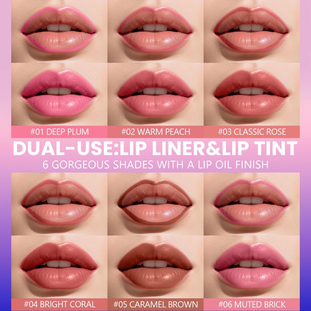 Jolilab Lip Stain Masque,Wipe Off Lip Tint, (#01+#02)