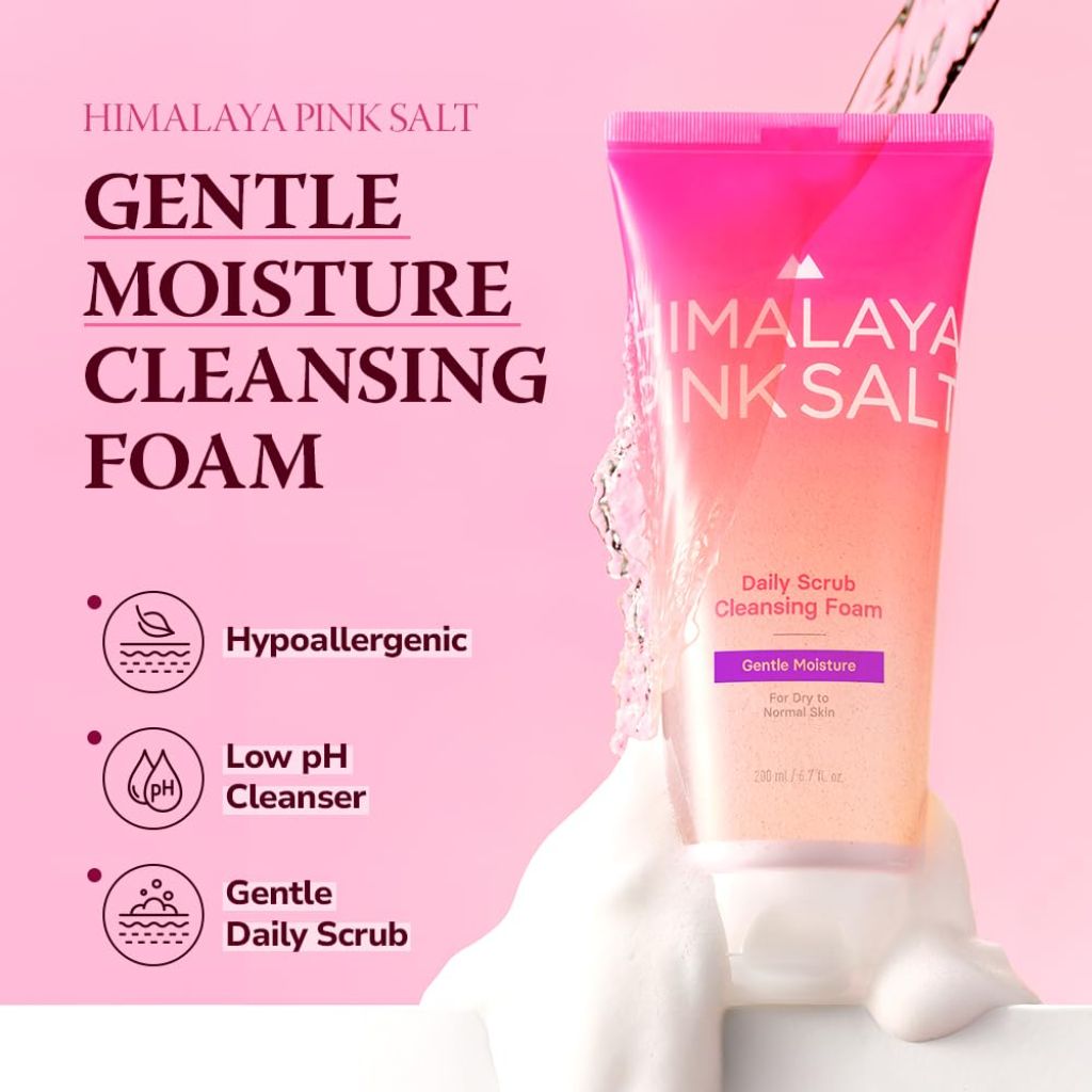 HIMALAYA PINKSALT Daily Scrub Cleansing Foam Gentle Moisture, 6.7 fl oz 2 Pack