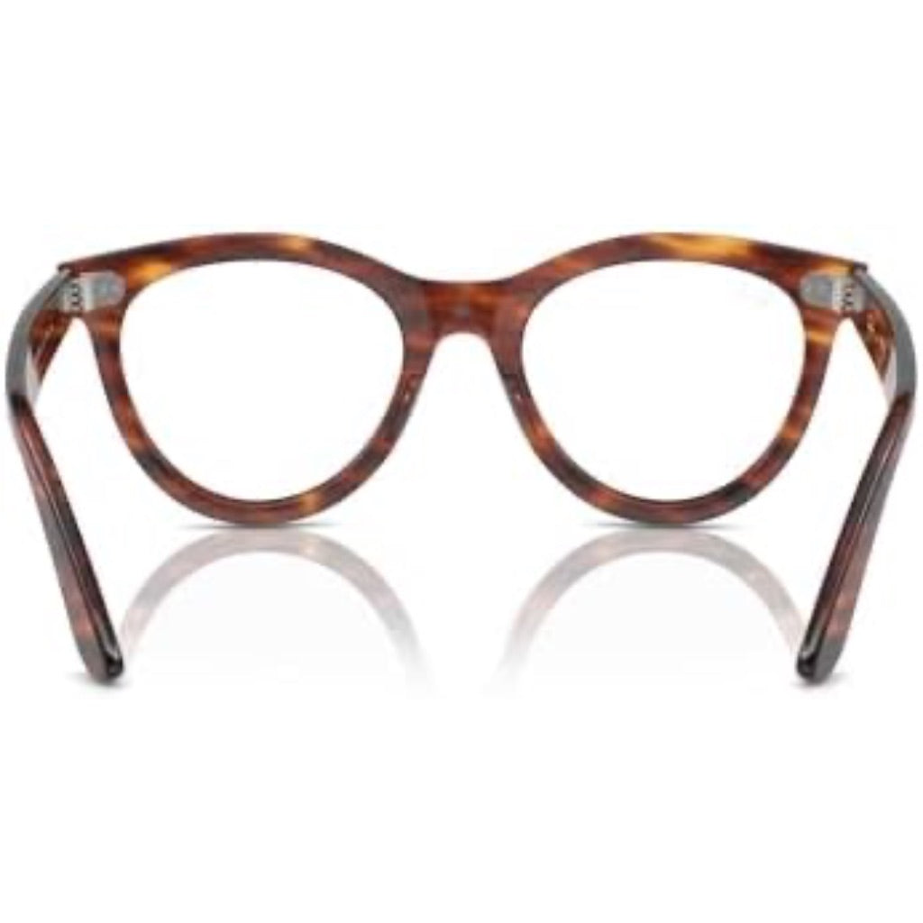 Ray-Ban Men's Rx2241v Wayfarer Round Prescription Eyewear Frames, 54mm - Striped Havana Brown