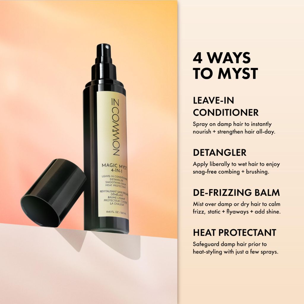 IN COMMON Magic Myst 4-in-1 Spray - Detangler, Anti-Frizz Smoothing, Heat Protectant & Shine  8.45 Fl Oz.