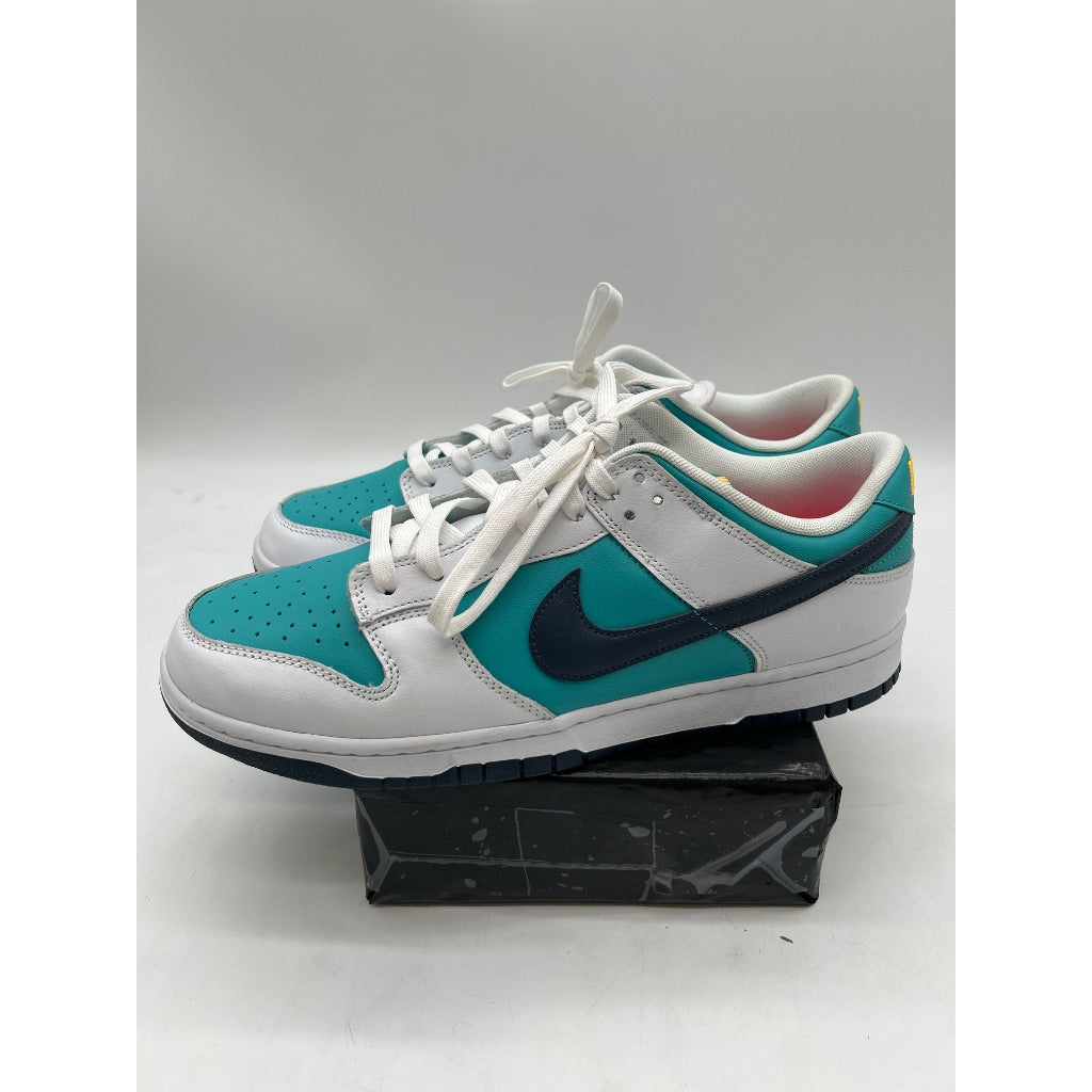 Nike Men's Dunk Low Retro Sneakers, Dusty Cactus/Thunder Blue-White, Size 11.5