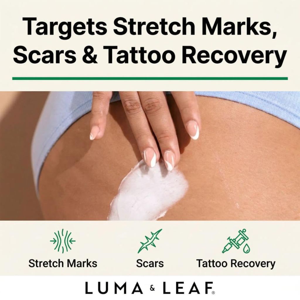 LUMA & LEAF Stretch Mark Cream for Pregnancy, Whipped Shea Butter with Prickly Pear & Vitamin E, Fragrance Free 5 oz